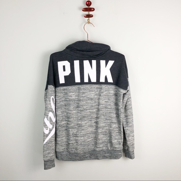 PINK Victoria's Secret Tops - Pink VS Cowl Neck Colorblock Spell Out Sweatshirt